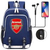 Arsenal Football Club USB Charging Backpack School Note Book Laptop Travel Bags